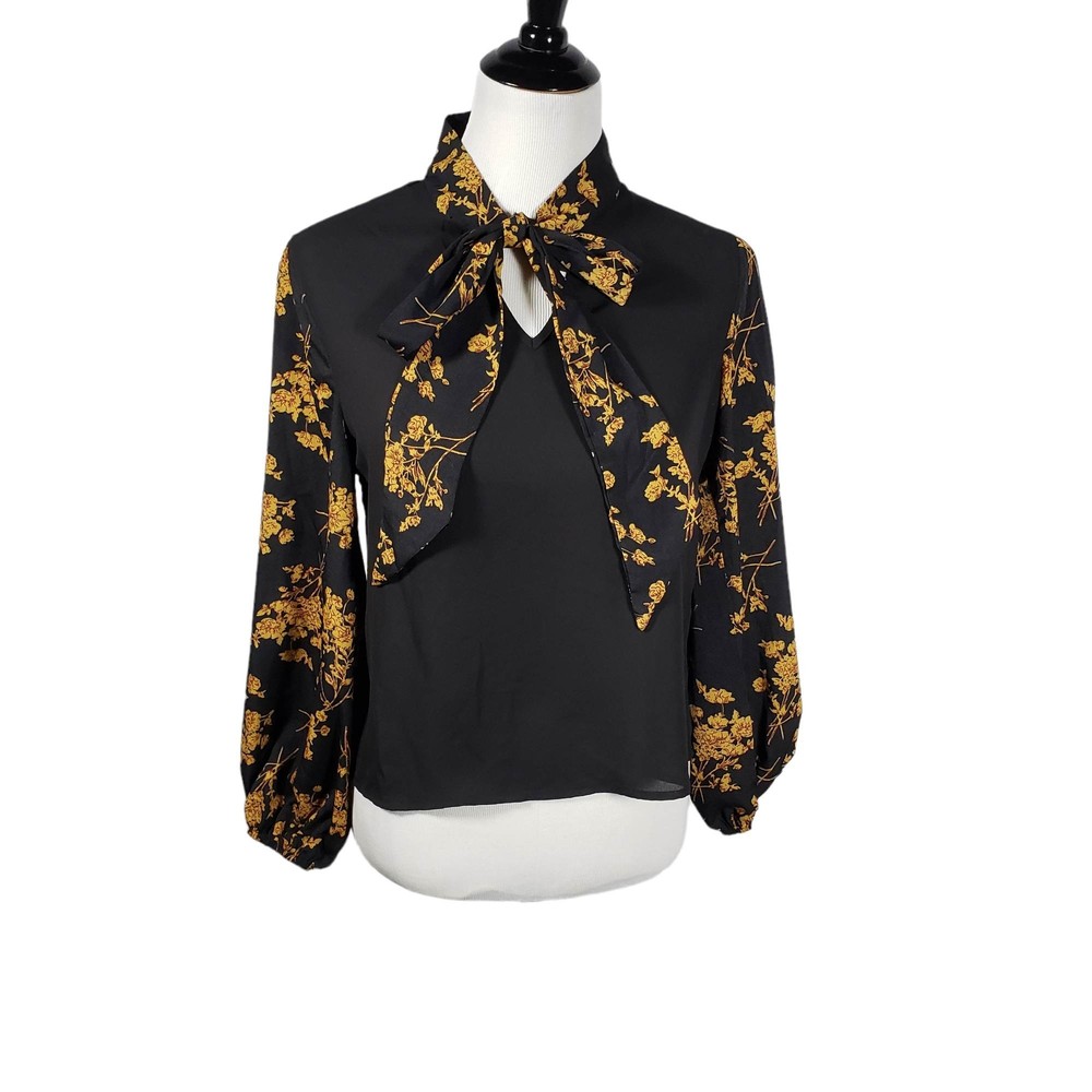 Shein Women's size X-Small Black Long Sleeve Blouse